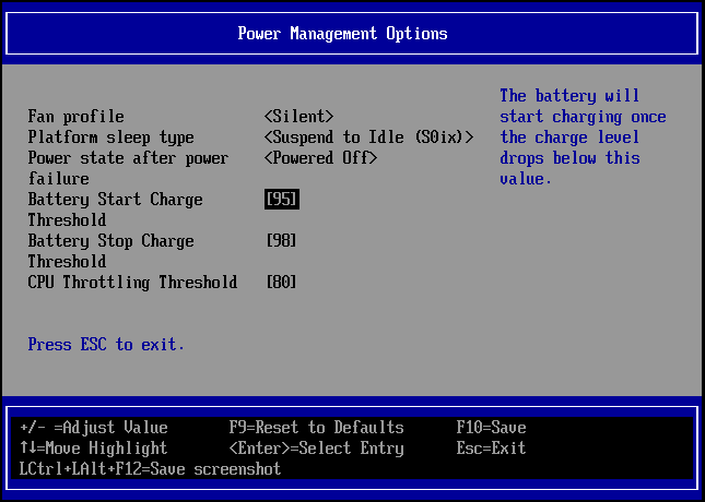 Battery threshold options