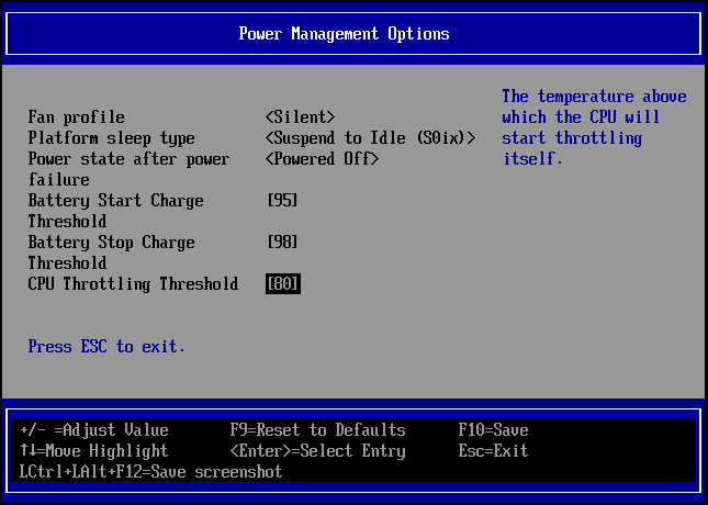 Throttling temperature adjustment