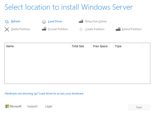 Windows Installer no drives